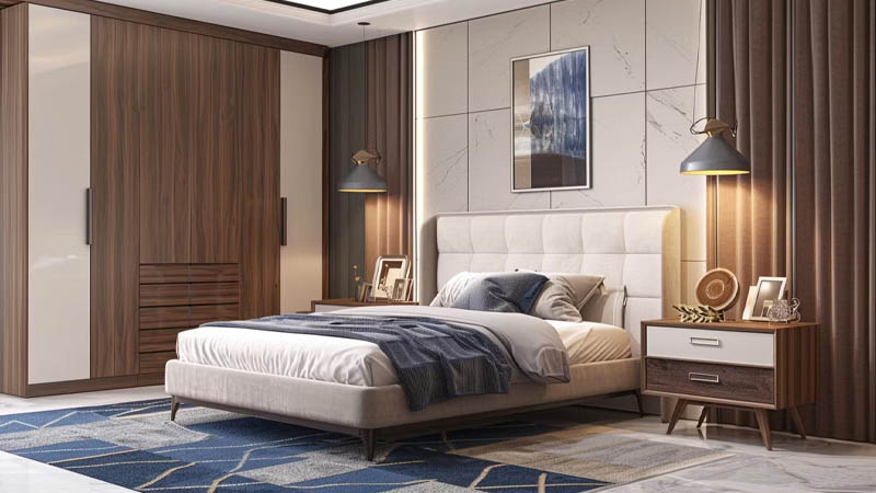 kamar tidur klasik modern Nuansa Cokelat
