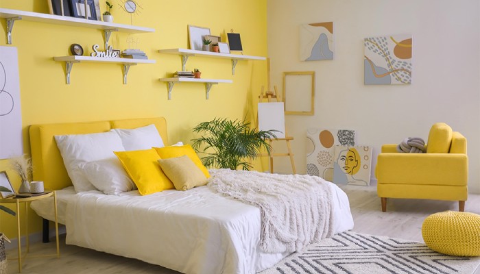 cat kamar anak perempuan 2 warna Kuning dan Putih
