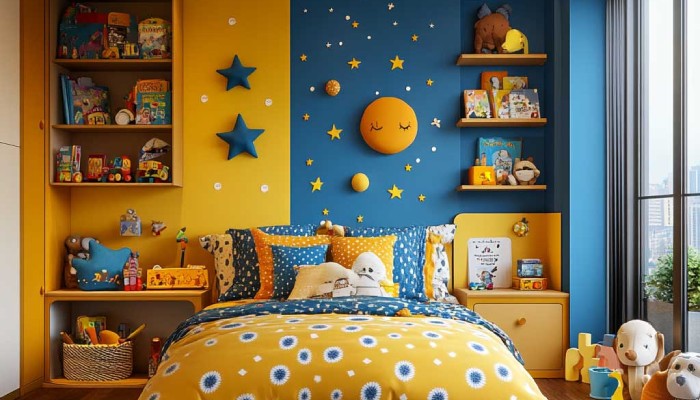cat kamar anak perempuan 2 warna Merah Biru Muda dan Kuning