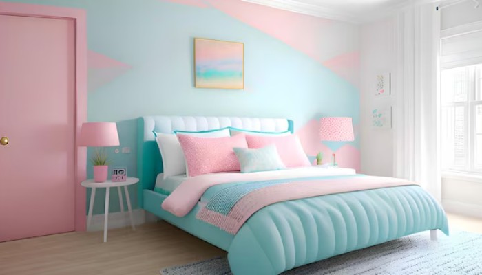 cat kamar anak perempuan 2 warna Pink Pastel dan Biru Pastel