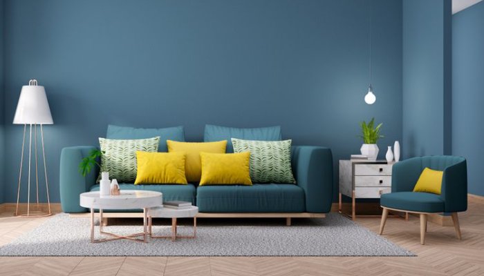 warna biru tua cat ruang tamu agar terlihat mewah