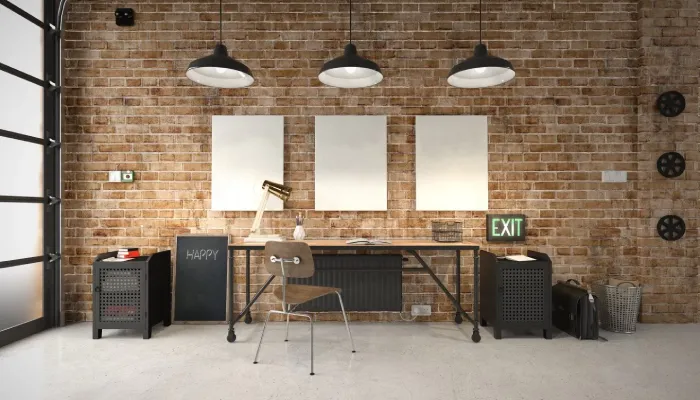 Ruang Kerja Desain Interior Industrial