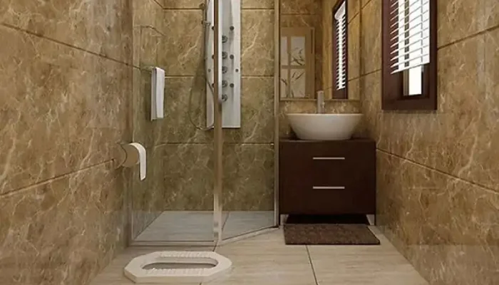desain Kamar Mandi Minimalis dengan Marmer Elegan