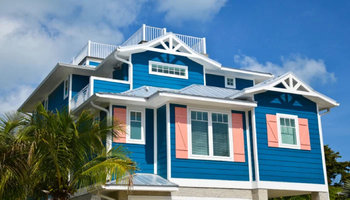 warna Biru Laut Muda cat dinding luar rumah terkini