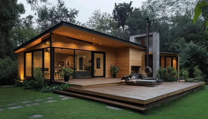 desain model rumah kayu sederhana tapi indah teras minimalist