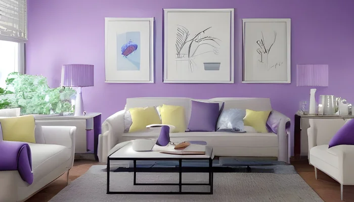 warna cat ruang tamu minimalist Lavender