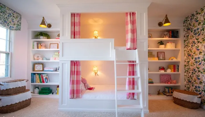 desain tempat tidur anak perempuan bertingkat minimalist