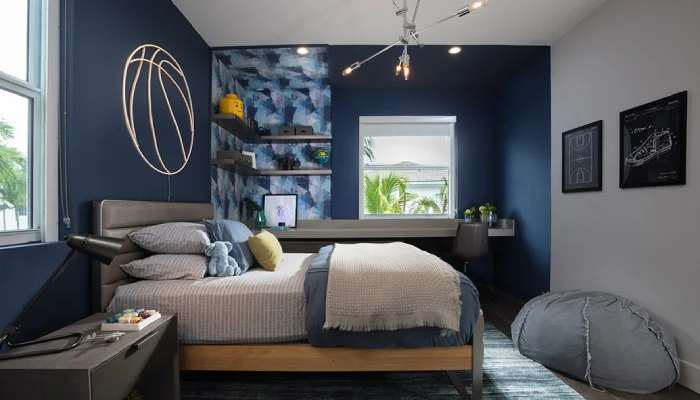 desain kamar tidur anak laki laki cat warna biru