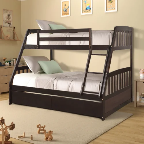 desain tempat tidur anak perempuan bertingkat serba hitam
