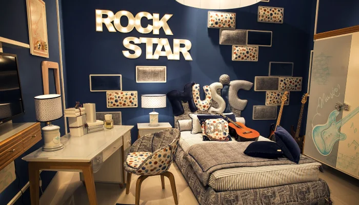 desain kamar tidur anak laki laki rock star