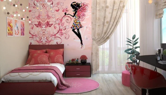 desain kamar tidur anak perempuan dengan wallpaper