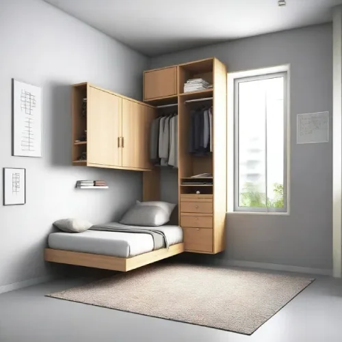 2. desain kamar tidur minimalis ukuran 3x3 multifungsi