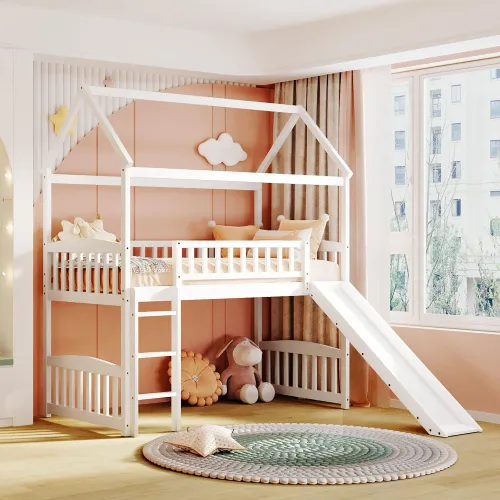 desain tempat tidur anak perempuan bertingkat warna pastel