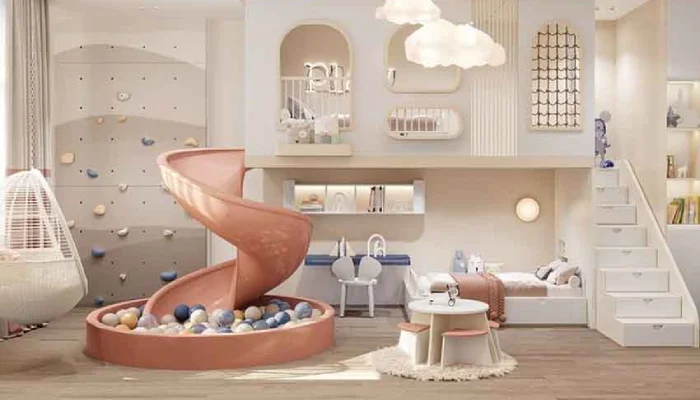 desain kamar tidur anak perempuan perosotan