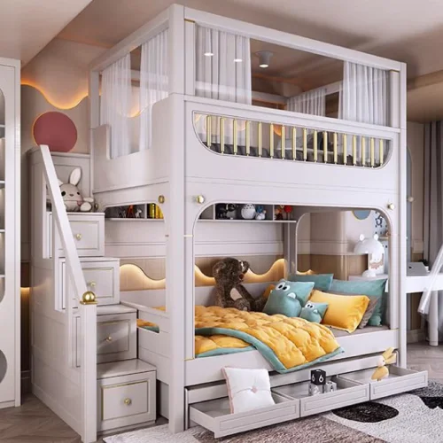 desain tempat tidur anak perempuan bertingkat canggih modern