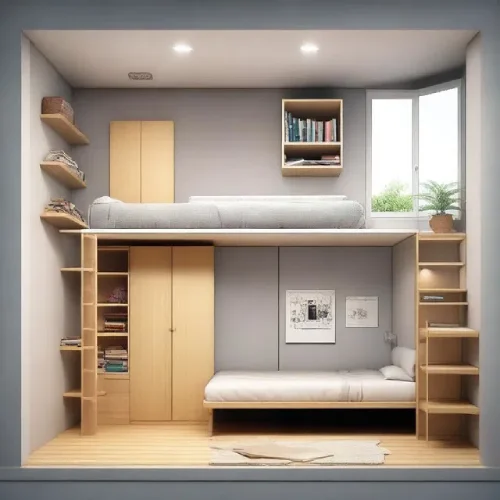 desain kamar tidur minimalis ukuran 3x3 kasur atas bawah