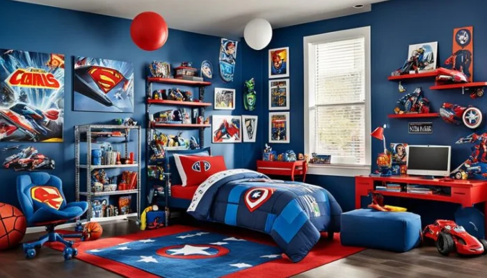desain kamar tidur anak laki laki superman marvel