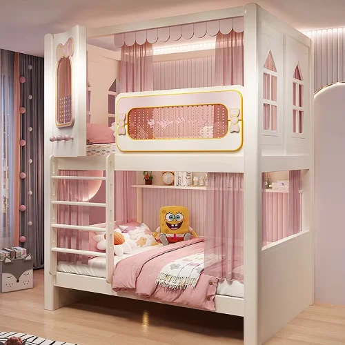 desain tempat tidur anak perempuan bertingkat feminim
