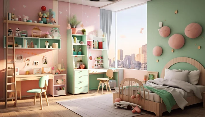 desain kamar tidur anak perempuan untuk 2 anak