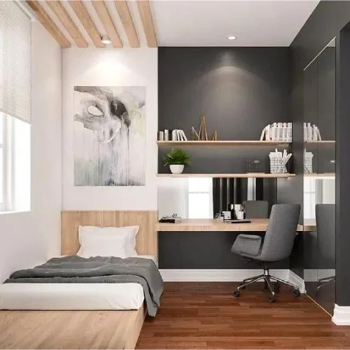 desain kamar tidur minimalis ukuran 3x3 meja kerja