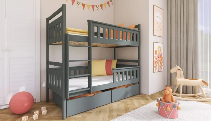 desain tempat tidur anak perempuan bertingkat hitam
