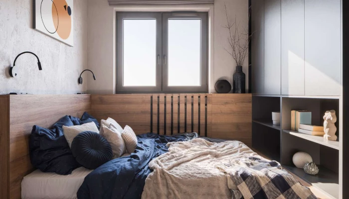 dekorasi kamar tidur sempit minimalist modern