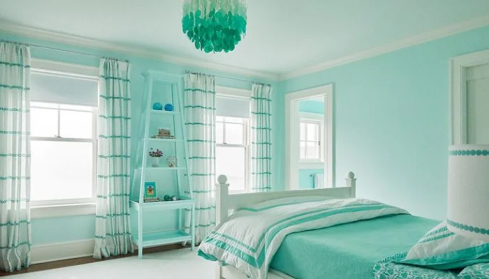 Kamar Tidur dengan Warna Cat Aqua