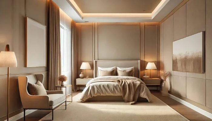 Kamar Tidur dengan Warna Cat Krem