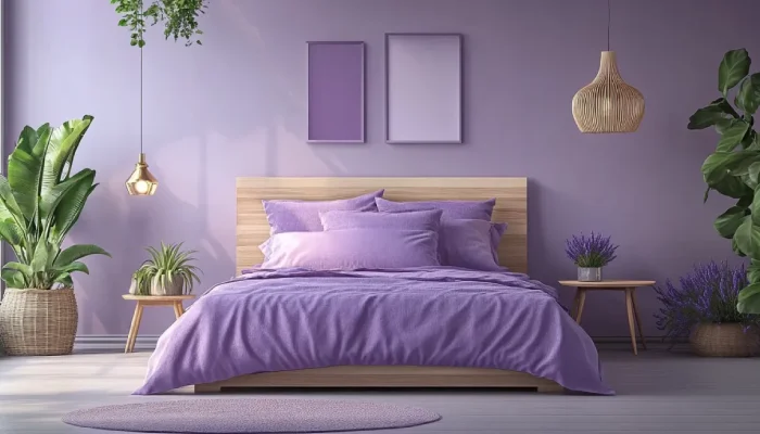 Kamar Tidur dengan Warna Cat Lavender