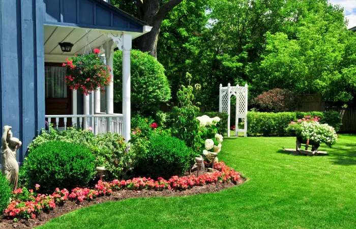 model taman depan rumah rumput hijau