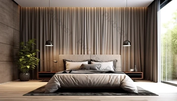 kamar tidur minimalis elegan lampu kanan kiri