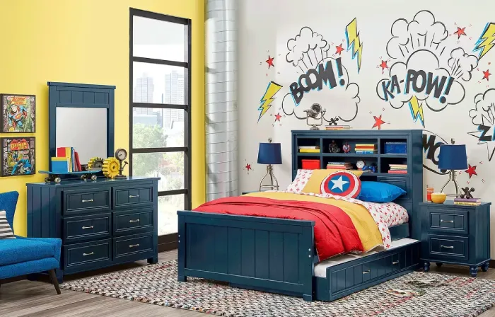 kamar set anak laki minimalis superhero marvel captain amerika