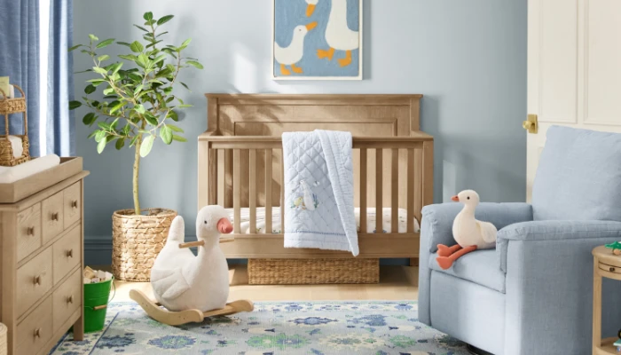 desain kamar bayi laki laki bebek lucu biru