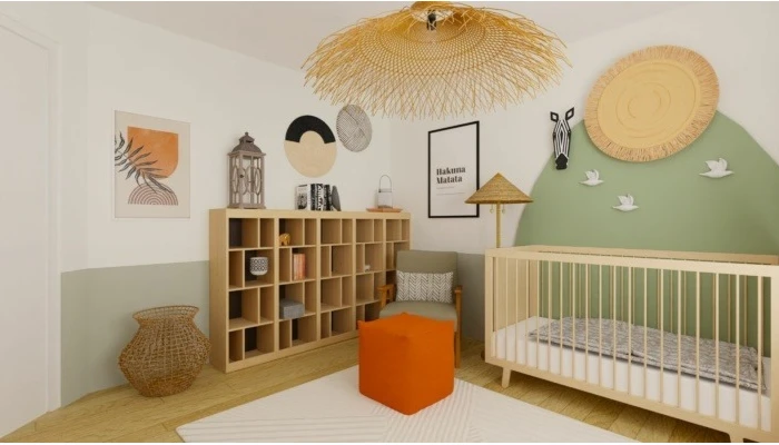desain kamar bayi laki laki dengan rak serbaguna