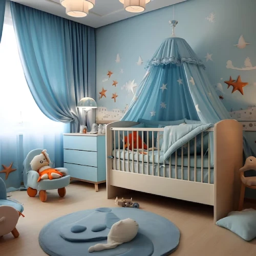 desain kamar bayi laki laki dengan tema bintang