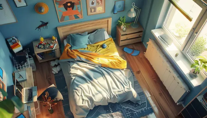 kamar set anak laki minimalis biru muda