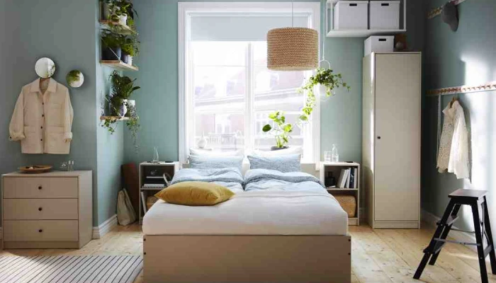 desain kamar tidur sederhana warna biru