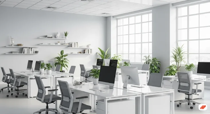 Kantor Minimalis Putih Abu