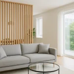 Sekat ruang tamu minimalis modern kayu