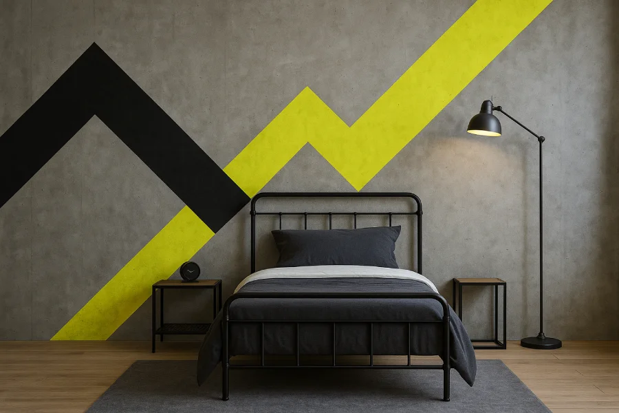 desain cat Kamar Garis Zigzag
