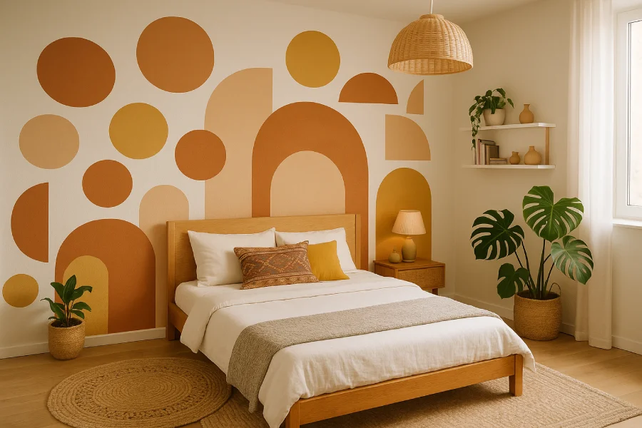 desain cat Kamar Geometris Hangat