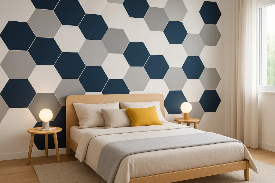 desain cat Kamar Motif Hexagon