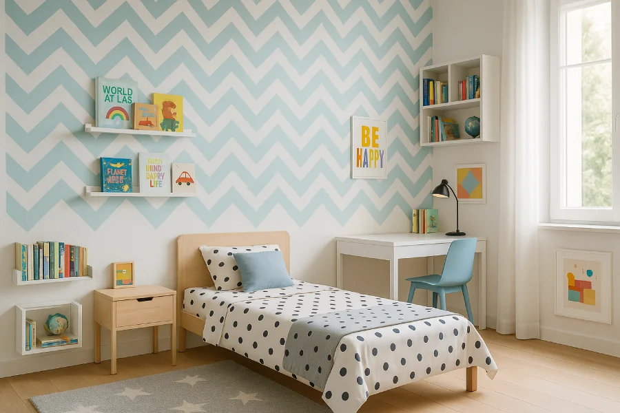 desain cat Kamar Zigzag Ceria