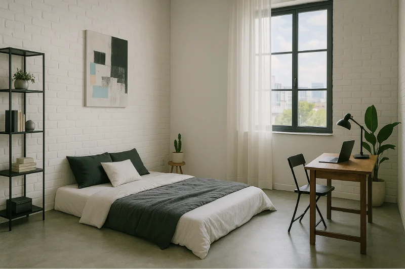 desain kamar tidur lesehan ala korea Industrial Loft