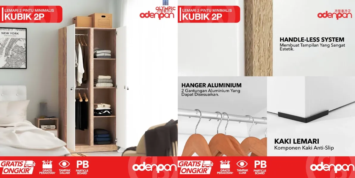 rekomendasi lemari pakaian Odenpan Kubik 2P