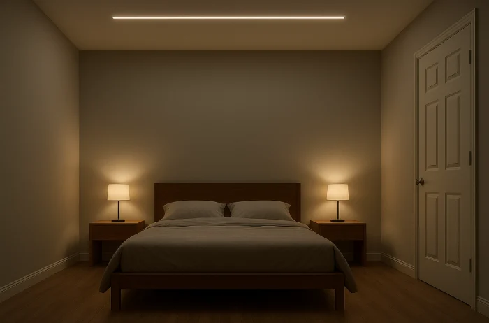Plafon kamar tidur minimalis sederhana Garis LED Linear_