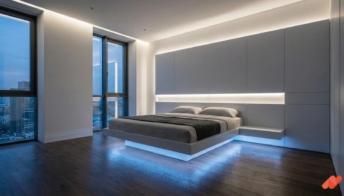 10desain kamar tidur utama Floating Bed