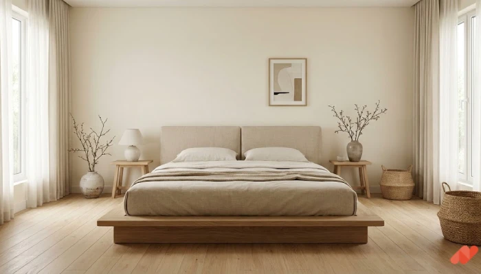 3desain kamar tidur utama Japandi Calm
