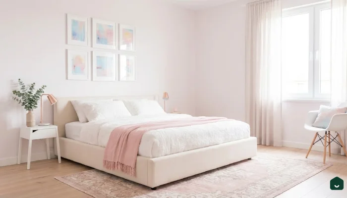 4kamar tidur minimalis modern Soft Feminine Pastel Room