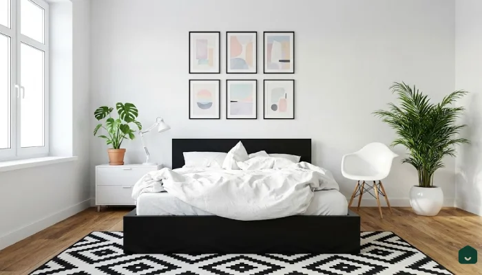 7kamar tidur minimalis modern Scandinavian Monochrome Calm
